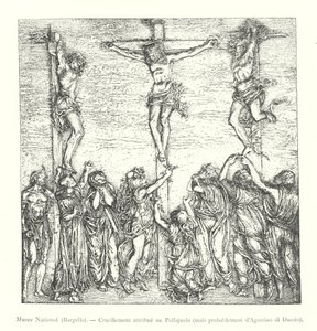 Nationaal Museum, Bargello, Kruisiging toegeschreven aan Pollajuolo, maar waarschijnlijk van Agostino di Duccio (gravure) door Italian School