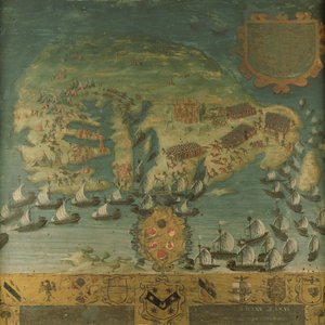 Zeemansoverwinning van Don Garcia de Toledo in Malta (Biccherna), 1565 door Italian School