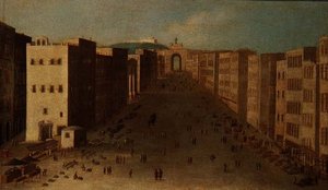 Napolitaanse straattafereel door Italian School