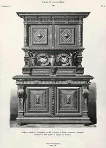 Eiken dressoir ontworpen in Stuttgart, illustratie uit L