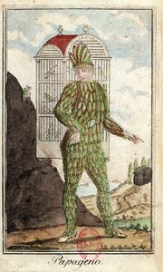 Papageno de vogelvanger, uit Die Zauberflöte van Wolfgang Amadeus Mozart (1756-91) door Italian School