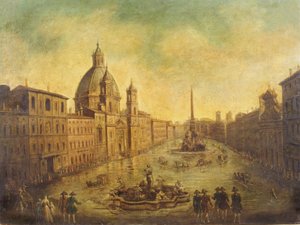 Piazza Navona Overstroomd door Italian School