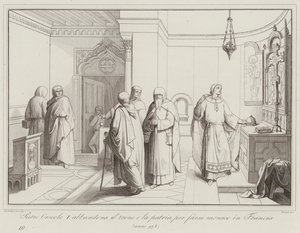 Pietro Orseolo I verlaat de troon en het vaderland om monnik te worden in Frankrijk, 978 door Italian School