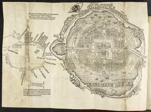 Plan van Mexico, in Hernando Cortés, La preclara narratione di Ferdinando Cortese della Nuoua Hispagna, Venetië door Italian School
