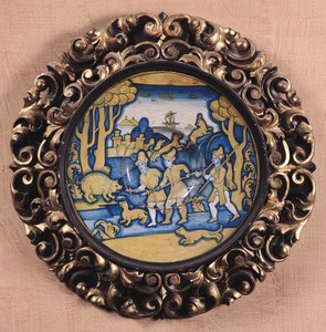Bord versierd met een jachtscène, Deruta Werkplaats, ca.1540-45 door Italian School