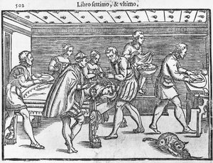 Plaat die schedeltrepanatie toont door Italian School