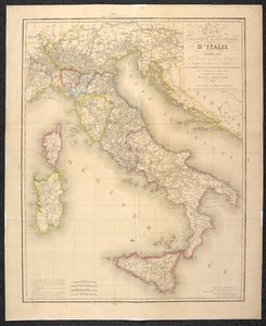 Politieke kaart die de verdelingen van de staten van Italië aangeeft door Italian School