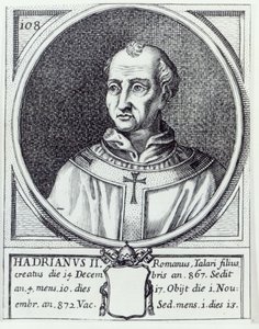 Paus Adrianus II door Italian School