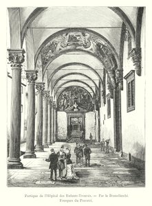 Portiek van het weeshuis, door Brunelleschi, fresco