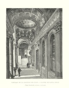 Portiek van de Kapel van de Pazzi, Klooster van Santa Croce, Filippo Brunelleschi, architect door Italian School