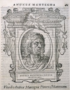 Portret van Andrea Mantegna (c.1430-1506) uit Vasaris Levens van de Kunstenaars, voor het eerst gepubliceerd in 1550