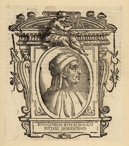 Portret van Buonamico di Martino of Buonamico Buffalmacco, Italiaanse schilder die werkte in Florence, Bologna en Pisa, circa 1290-1340