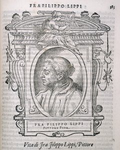 Portret van Fra Filippo Lippi (c.1406-69) uit Vasaris Levens van de Kunstenaars, voor het eerst gepubliceerd in 1550