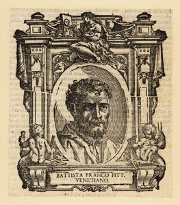 Portret van Giovanni Battista Franco, Italiaanse maniëristische schilder en etser actief in Rome, Urbino en Venetië in de mid-16e eeuw door Italian School