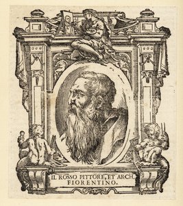 Portret van Giovanni Battista di Jacopo, bekend als Rosso Fiorentino of Il Rosso, Italiaanse architect en Maniëristische schilder in olie en fresco van de Florentijnse school door Italian School