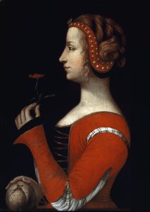 Portret van Laure (Laura) door Noves (1308-1348), geliefde vrouw van Petrarca (Francesco Petrarca) Schilderij van de Italiaanse school van de 16e eeuw. Londen, Victoria and Albert Museum door Italian School