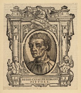Portret van Pietro Cavallini, Italiaanse schilder en mozaïekontwerper van de late Middeleeuwen