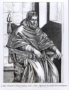 Portret van paus Sixtus V (1520-90), illustratie uit 