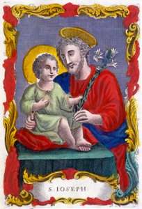 Portret van Sint Jozef en het Kind Jezus, vrome afbeelding, Italië