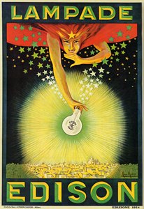 Poster met reclame voor Edison gloeilampen, Milaan, Italië door Italian School
