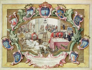 Prins Frederik Christiaan van Polen op bezoek bij het Instituut voor Wetenschap, Bologna in 1739 door Italian School