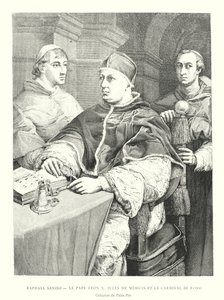 Raphael Sanzio, Paus Leo X, Jules de Medicis en de Kardinaal de Rossi, Collectie van het Pitti Paleis door Italian School