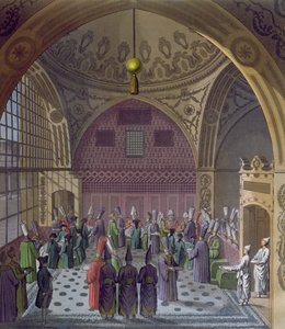 Ontvangst van de Westerse ambassadeurs door de Grootvizier van de Sultan in Constantinopel, ca. 1820 door Italian School