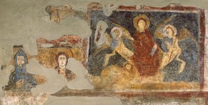 Resten van een fresco, Santa Maria Antiqua, Rome