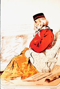Voorstelling door leden van de parlementaire rechterzijde van de helden van het Risorgimento en de Italiaanse patriot Giuseppe Garibaldi (1807-1882) in 1874. Tekening. Rome, Museo del Risorgimento door Italian School