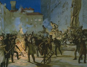 Revolutie in Florence, 27 april 1859, illustratie uit een album over de geschiedenis van Risorgimento gemaakt voor de chocolade Talmone, eind 19e eeuw door Italian School