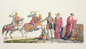 Richard Leeuwenhart, John van Gent, Edward III, Joan Plantagenet en Philippa van Henegouwen, plaat 9 uit De geschiedenis van de naties door Italian School