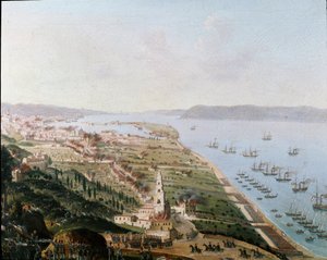 Risorgimento: de Bourbonische legers van Ferdinando II delle Due Sicilie (Ferdinand II van de Twee Siciliën) in Messina (Sicilië) in augustus 1848 om Sicilië terug te winnen na de opstanden door Italian School