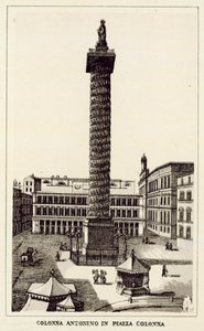 Rome: Zuil Van Antoninus Op Piazza Colonna door Italian School