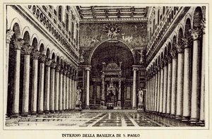Rome: Binnenkant van de Basiliek van Sint-Paulus door Italian School