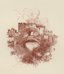Rome, Brug van Nomentano (litho) door Italian School