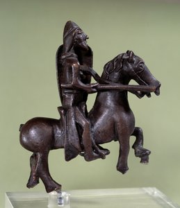 Romaans kunst: bronzen ruiterstandbeeld met harnas door Italian School