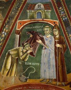 Sint Heldrad keert terug van Santiago de Compostela, in de kapel van Sts. Heldrad en Nicolaas door Italian School