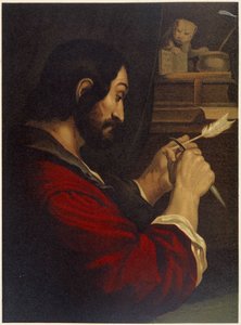 Sint Marcus snijdt een pen - in 