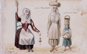 Sardijnse kostuums uit Tissi, print ms. 257, Cominotti Collectie door Italian School