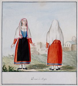 Sardijnse kostuums van Bosa, gedrukt ms.258, Luzzetti Collectie