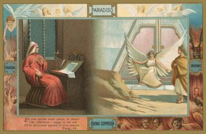Scène uit de Goddelijke Komedie van Dante (chromolitho) door Italian School
