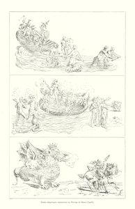Allegorische scènes voorgesteld bij het huwelijk van Bianca Capello (gravure)