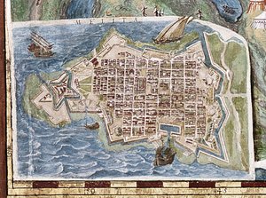 Beleg van Malta, detail van de "Galleria delle Carte Geografiche", 1580-83