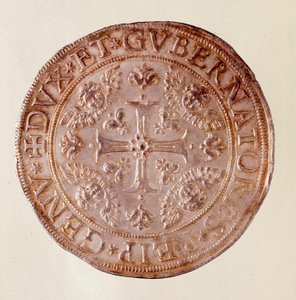 Zilveren munt uit de Republiek Genua met het kruis