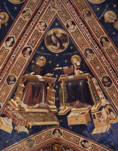 St. Augustinus en St. Johannes de Evangelist door Italian School
