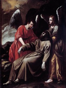 Sint-Franciscus van Assisi getroost door de engelen na het ontvangen van de stigmata