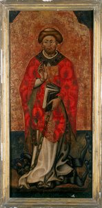 St. Philipus die op een demon stapt, schilderij op hout uit de 15e eeuw door Italian School