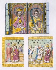 Glas-in-looddecoratie uit de oude kerk van Uppsala, plaat 42 uit Le Costume Ancien et Moderne door Jules Ferrario, gepubliceerd ca. 1820-30 door Italian School