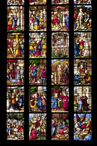 Verhalen van Sint-Catharina van Alexandrië (glas-in-lood) (detail) door Italian School