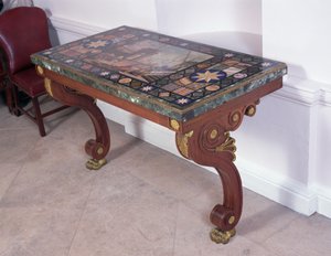 Tafelblad met de haven van Livorno, naar een ontwerp van Antonio Ciocci (fl.1722-92) (pietra dure)